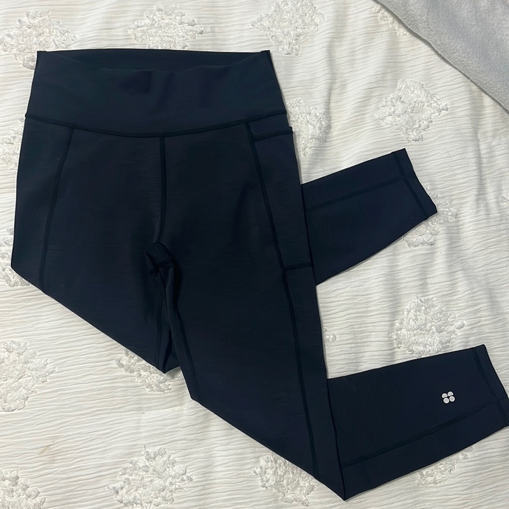 Sweaty Betty 7/8 length SUPER SCULPT textured look Leggings ~ EUC